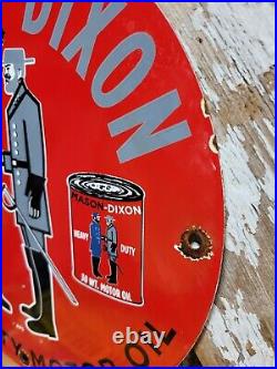 Vintage Mason Dixon Porcelain Sign 1954 Diesel Fuel Gas Station Motor Oil Garage