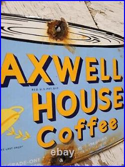 Vintage Maxwell House Coffee Porcelain Sign Gas Motor Oil General Store Drink