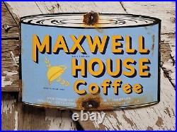Vintage Maxwell House Coffee Porcelain Sign Gas Motor Oil General Store Drink