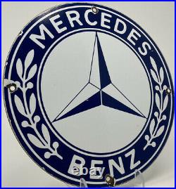 Vintage Mercedes Benz Porcelain Dealership Sign Gas Station Pump Plate Motor Oil