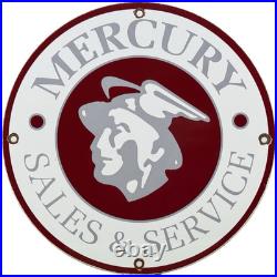 Vintage Mercury Motors Sales & Service Porcelain Dealership Sign Motor Oil Gas