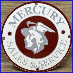 Vintage Mercury Motors Sales & Service Porcelain Dealership Sign Motor Oil Gas