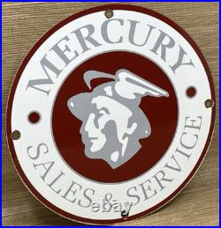 Vintage Mercury Motors Sales & Service Porcelain Dealership Sign Motor Oil Gas