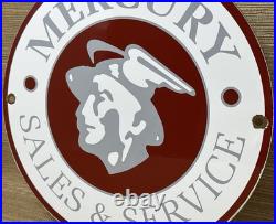 Vintage Mercury Motors Sales & Service Porcelain Dealership Sign Motor Oil Gas