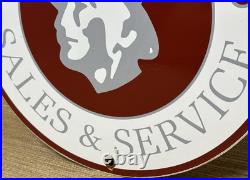 Vintage Mercury Motors Sales & Service Porcelain Dealership Sign Motor Oil Gas