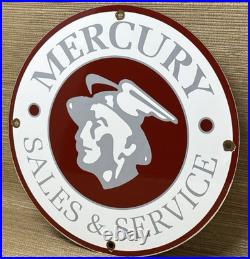 Vintage Mercury Motors Sales & Service Porcelain Dealership Sign Motor Oil Gas