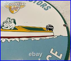 Vintage Mercury Outboard Boat Motors Porcelain Metal Sign 11.75 Fishing Gas Oil