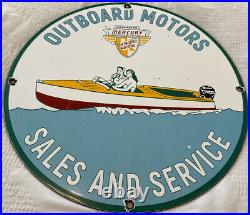 Vintage Mercury Outboard Boat Motors Porcelain Metal Sign 11.75 Fishing Gas Oil