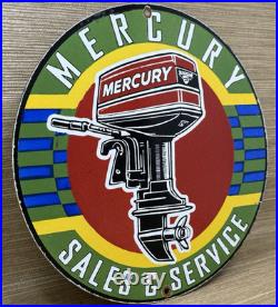 Vintage Mercury Outboard Motor Porcelain Sign Sales & Service Marine Gas Oil Vintage Mercury Outboard Motor Porcelain Sign Sales & Service Marine Gas Oil