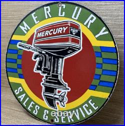 Vintage Mercury Outboard Motor Porcelain Sign Sales & Service Marine Gas Oil Vintage Mercury Outboard Motor Porcelain Sign Sales & Service Marine Gas Oil