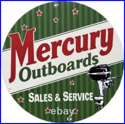 Vintage Mercury Outboards Porcelain Dealership Sign Sales Service Motor Oil Gas