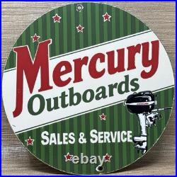 Vintage Mercury Outboards Porcelain Dealership Sign Sales Service Motor Oil Gas