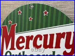 Vintage Mercury Outboards Porcelain Dealership Sign Sales Service Motor Oil Gas
