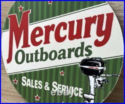Vintage Mercury Outboards Porcelain Dealership Sign Sales Service Motor Oil Gas