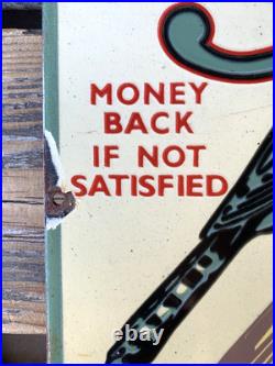 Vintage Merkle's Blue-j Brooms Motor Oil Porcelain Service Pump Station Gas Sign