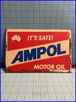 Vintage Metal Ampol Motor Oil Sign 12x8 BS3