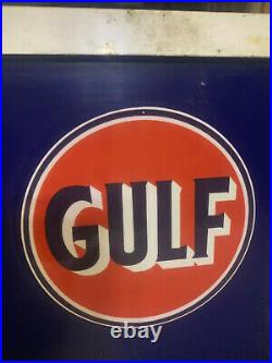 Vintage Metal Gulf Gulfpride Sign Worlds Finest Motor Oil Sign Large 49x22