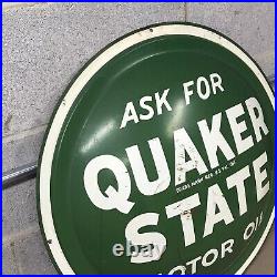 Vintage Metal Quaker State Motor Oil Bubble Button Sign A-M 3-63