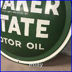 Vintage Metal Quaker State Motor Oil Bubble Button Sign A-M 3-63
