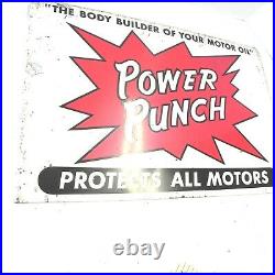 Vintage Metal Sign Power Punch Gas Oil Service Station Motor Oil