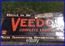 Vintage Metal veedol motor oil sign Pennsylvania antique old rare original