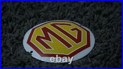 Vintage Mg Motor Porcelain Metal Sign Gas Oil Station Pump Push Plate Rare Ad
