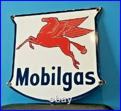 Vintage Mobil Gasoline Porcelain Metal Gas Service Pump Pegasus Motor Oil Sign