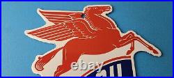 Vintage Mobil Gasoline Sign Pegasus Motor Oil Gas Pump Porcelain Sign