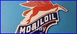 Vintage Mobil Gasoline Sign Pegasus Motor Oil Gas Pump Porcelain Sign