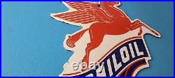 Vintage Mobil Gasoline Sign Pegasus Motor Oil Gas Pump Porcelain Sign