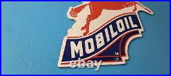 Vintage Mobil Gasoline Sign Pegasus Motor Oil Gas Pump Porcelain Sign