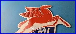 Vintage Mobil Gasoline Sign Pegasus Motor Oil Gas Pump Porcelain Sign