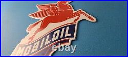 Vintage Mobil Gasoline Sign Pegasus Motor Oil Gas Pump Porcelain Sign