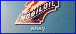 Vintage Mobil Gasoline Sign Pegasus Motor Oil Gas Pump Porcelain Sign