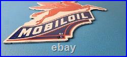 Vintage Mobil Gasoline Sign Pegasus Motor Oil Gas Pump Porcelain Sign