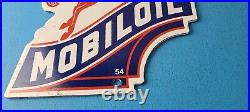 Vintage Mobil Gasoline Sign Pegasus Motor Oil Gas Pump Porcelain Sign