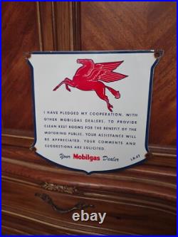 Vintage Mobil Gasoline Sign Pegasus Porcelain Motor Oil Gas Pump Large Sign Vintage Mobil Gasoline Sign Pegasus Porcelain Motor Oil Gas Pump Large Sign