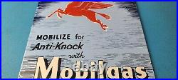 Vintage Mobil Gasoline Sign Pegasus Porcelain Motor Oil Gas Pump Sign