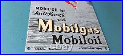 Vintage Mobil Gasoline Sign Pegasus Porcelain Motor Oil Gas Pump Sign