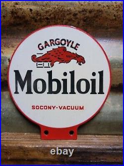 Vintage Mobil Lubester Sign Motor Oil Gas Station Service Pump Topper Mobiloil