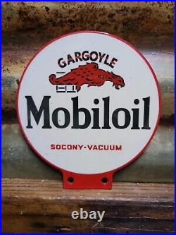 Vintage Mobil Lubester Sign Motor Oil Gas Station Service Pump Topper Mobiloil