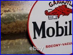 Vintage Mobil Lubester Sign Motor Oil Gas Station Service Pump Topper Mobiloil