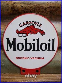 Vintage Mobil Lubester Sign Motor Oil Gas Station Service Pump Topper Mobiloil