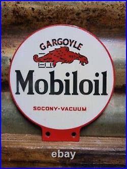 Vintage Mobil Lubester Sign Motor Oil Gas Station Service Pump Topper Mobiloil