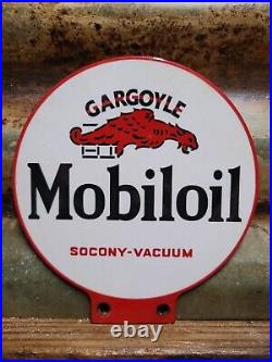 Vintage Mobil Lubester Sign Motor Oil Gas Station Service Pump Topper Mobiloil