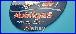 Vintage Mobil Mobilgas Porcelain Pegasus Outboard Gas Motor Oil Service Sign