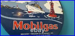 Vintage Mobil Mobilgas Porcelain Pegasus Outboard Gas Motor Oil Service Sign