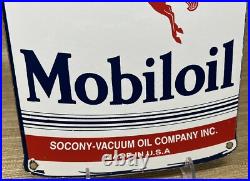 Vintage Mobil Motor Oil Can Porcelain Sign Gas Station Mobiloil Peggy Socony Vintage Mobil Motor Oil Can Porcelain Sign Gas Station Mobiloil Peggy Socony