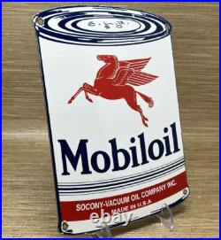 Vintage Mobil Motor Oil Can Porcelain Sign Gas Station Mobiloil Peggy Socony Vintage Mobil Motor Oil Can Porcelain Sign Gas Station Mobiloil Peggy Socony