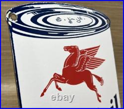 Vintage Mobil Motor Oil Can Porcelain Sign Gas Station Mobiloil Peggy Socony Vintage Mobil Motor Oil Can Porcelain Sign Gas Station Mobiloil Peggy Socony